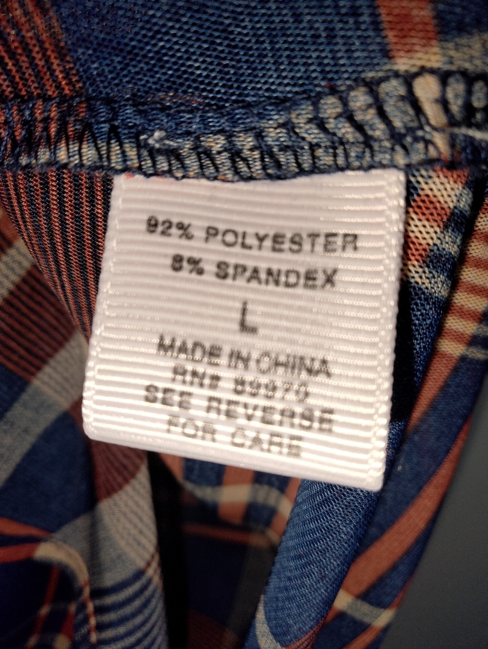 Bailey & Chloe (Sz L) Blue & Brown Plaid Semi-sheer Button Roll Tab Sleev3 Shirt - Picture 8 of 13